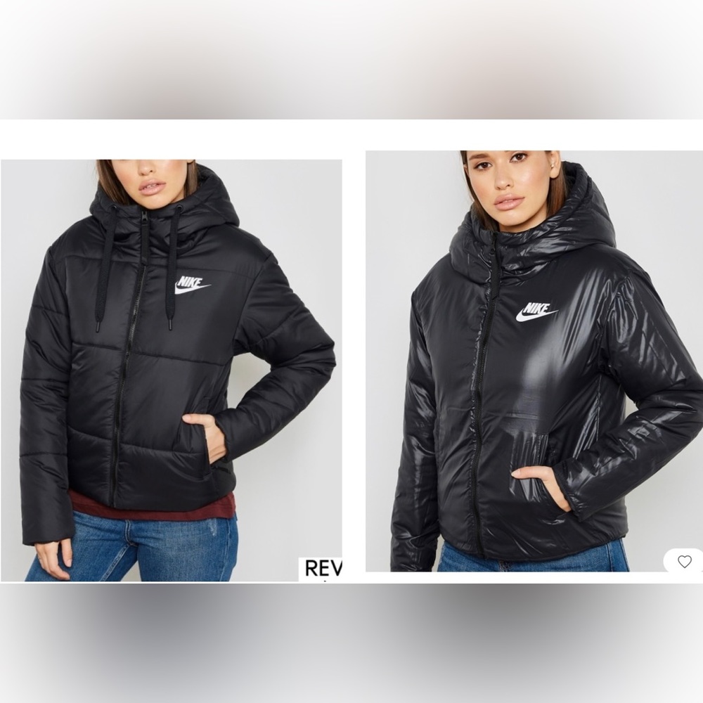 NIKE BLACK REVERSIBLE PUFFER JACKET VGUC WOMANS XS